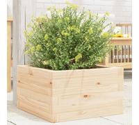 Macetero de jardín Cuadrado rústico de Madera de Pino Macizo sin Tratar, de 40x40x23 cm, Ideal para parterres elevados, Patios y Balcones.