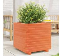 Macetero de jardín de Madera Maciza de Pino de 50x50x49,5 cm, Color marrón Cera, Grande, Elevado, para Exteriores, Ideal para macetas, Patios, Balcones y huertos.