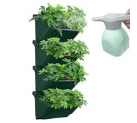Macetero de jardín de pared, paquete de 4 macetas autoriegables de polipropileno, 350 ml, diseño de pila de ventilación, kit de cultivo vertical | Torre de planta modular para zarpa de fresa y cereza