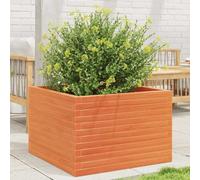 Macetero de jardín de Pino de 70x70x46 cm, Color marrón Encerado, Jardinera elevada con Fondo Abierto, Ideal para balcón, Patio o como Caja rústica de Madera para Hierbas, Flores y Verduras.