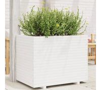 Macetero de Madera de 90 x 60 x 72 cm, de Pino Macizo, Ideal para Cultivar Verduras, Hierbas y Flores. Color Blanco Patios, Balcones y Exteriores.