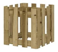 Macetero de madera de pino, 40 x 40 x 40 cm, impregnada a presión, macetero de jardín con diseño de lamas, resistente a la intemperie y duradero para terraza, balcón o jardín