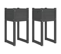 Macetero de madera de pino maciza, 2 unidades, color gris, 40 x 40 x 81 cm, duradera y resistente a la intemperie, para jardín, terraza o balcón, diseño natural para los amantes de las plantas