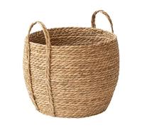 Macetero de mimbre para flores - Maceta decorativa trenzada a mano con asas, cesta de almacenamiento de pie, estilo natural para interior y exterior, decoración de jardín | Diseño ligero