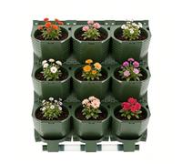 Macetero de pared vertical 9 macetas estante modular para balcón valla | Montaje en pared con cuencos de agua y sistema de drenaje - 9 macetas