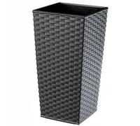 KADAX Macetero Alto de Diseño Moderno para Plantas de Interior y Exterior, Maceta Grande de Plástico, Jardinera Alta (Grafito, Imitación Ratán, 68 cm, Aprox. 38L)