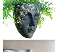 Macetero de resina para pared con cara - Maceta con forma de cabeza para suculentas, maceta colgante para interior y exterior | Elegante soporte para plantas para decoración del hogar, jarrón para