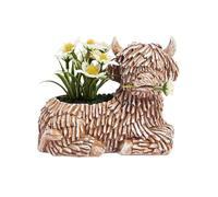 Macetero de Vaca Marooma, Estatuas en Maceta de Vaca de las Tierras Altas, Macetero de Yak Arrodillado, Decoración Divertida de Figura de Vaca para Interiores Y Exteriores, Contenedor de Plantas Sucul