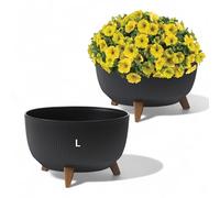 Macetero Eco reciclado con pies redondo inserto en negro, L (DxH) 40 x 25 cm
