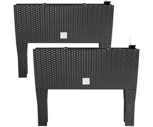 Macetero elevado poliratán antracita 60x25x46cm 30L