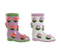 Macetero home esprit blanco lila dolomita bota 21 x 11 x 22 cm (2 unidades)