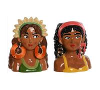 Macetero home esprit multicolor tropical 21 x 16 x 25 cm (2 unidades) 21 cm