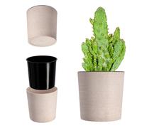 KADAX Maceta con virutas de madera, elegante maceta con incrustación, maceta, macetero, macetero, protector de maceta para salón, oficina (30 cm, crema)
