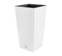 Macetero + inserto para macetero aspecto ratán RATO SQUARE DRTS265 blanco