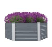 Macetero para plantas de exterior para terraza, terraza, 129 x 129 x 46 cm, acero galvanizado, color gris