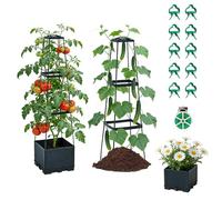 Macetero para tomates autoregado con ayuda para enredaderas, altura ajustable, para jardín, enrejado, pepinos para terrazas, invernaderos, interiores y exteriores (92 cm+cl
