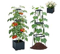 Macetero para tomates autoregado con ayuda para enrejar, altura ajustable, para jardín, enrejado, pepinos para terrazas, invernaderos, interiores y exteriores (92 cm)