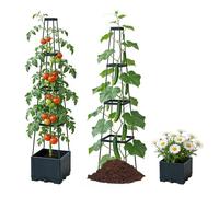 Macetero para tomates autoregado con ayuda para enrejar, altura ajustable, para jardín, enrejado, pepinos para terrazas, invernaderos, interiores y exteriores (118 cm)