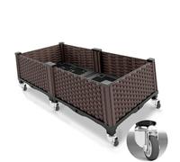 Macetero Rectangular Exterior, Huertos Urbanos, Cajas de Jardín de Plástico, Rueda Universal de Metal de 360°, for Cultivo de Plantas, Verduras, Hierbas y Flores, Profundidad 20cm