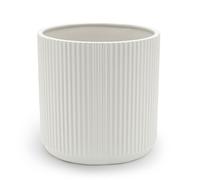 Macetero redondo de cer mica acanalado de 8 pulgadas de Amazon Basics en color blanco