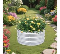 Macetero redondo de metal, 60 cm, acero galvanizado, para verduras, flores, hierbas, 60 x 28 cm, color plateado