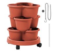 Macetero vertical, apilable para exteriores, jardinera de varios niveles con ruedas, para terraza, patio trasero, césped, invernadero, balcón, así como para el exterior y la posada