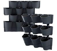 Macetero Vertical Prosperplast Cascade Wall de plastico en Color Antracita 67 (Largo) x 17,7 (Ancho) x 57 (Alto) cm