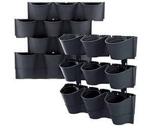 Macetero Vertical Prosperplast Cascade Wall de plastico en Color Antracita 67 (Largo) x 17,7 (Ancho) x 57 (Alto) cm