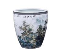 Maceteros para Pecera Diseño de Pintura de Tinta de transfiguración China, pecera de cerámica, Patio, jardín, pecera, Sala de Estar, Adorno sin Agujeros, Maceta de cerámica Decorativo(Pequeño)