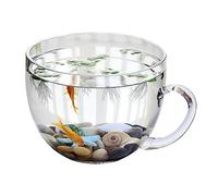 Maceteros para Pecera Pecera en Forma de tazón Grande con asa, Tanque de Acuario de Vidrio, Mesa Transparente Engrosada, pecera, Tanque ecológico, Adornos de Mesa Decorativo