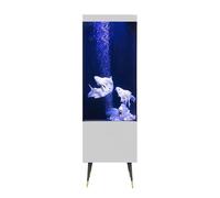 Maceteros para Pecera Sala de Estar Creativa Oficina Pecera Sala de Estar Hogar Piso de pie Filtro Trasero Pecera Decorativo(Blanco)