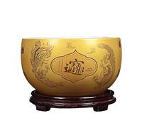 Maceteros para Pecera Treasure Bowl Ceramic Fortune Fish Tank Desktop Ceramic Small Treasure Bowl Turtle Feeding Bowl Decorativo(Gold,26x14cm)