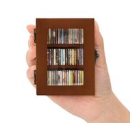 Macevia Mini estantería de ansiedad, adorno de estantería en miniatura, estantería, sacude tu ansiedad, mini biblioteca de libros con 60 mini libros, regalos para amantes de los libros (marrón, 3.75 x