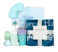 MACEVIA Paquete de cuidado del cáncer de mama, regalo para mujeres, cesta de regalos inspiradora, manta para el cáncer de mama, vaso, calcetines, máscara de ojos, juego de baño para pacientes con