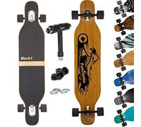 Mach1 Longboard con rodamientos de cerámica + herramienta T - Monopatín Drop Through Cruiser completo (Ghost)