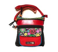 Macha Bag Indian Algodón y cuero bandolera Para Mujer Étnico Boho Satchel Sports Bag Bolso Hippie bag (Rojo)
