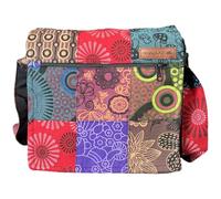 Macha Bolso Bandolera Patchwork Multicolor, Diseño Floral y Geométrico, con Cremallera y Correa Ajustable (Multicolor)