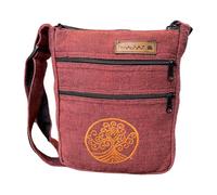 Macha Bolso cruzado estilo indio en algodón con estampados coloridos para mujer, estilo étnico bohemio, Burdeos 01, Width: 22 cm Height: 24 cm Bellows: 4 cm