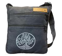 Macha Bolso cruzado estilo indio en algodón con estampados coloridos para mujer, estilo étnico bohemio, 01 negro, Width: 22 cm Height: 24 cm Bellows: 4 cm