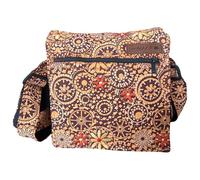 Macha Bolso de hombro de algodón para mujer, estilo étnico indio, Boho Maliprint bolsa de algodón con solapa. Hippie bohemio (Granate 01)