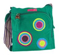 Macha Bolso de tela con bordado Bolso bandolera de algodón para mujer Indio colorido Flap Boho, Hippie (Esmeralda)