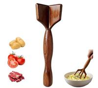Machacador de carne molida de madera, triturador de hamburguesas de madera natural, molinillo de carne resistente que no raya, molinillo manual de carne de hamburguesa para sartén, utensilio de cocina