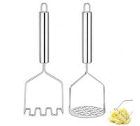Machacador de patatas, 2 piezas de acero inoxidable, redondo y lineal, triturador de cocina, diseño robusto para aguacate, patatas, frijoles, carne, verduras