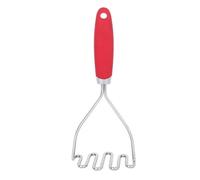 machacador de patatas Aplastapatatas Manual de acero inoxidable, prensa barro duradera y resistente, trituradora verduras multifuncional ondulada for Cocina(Red)