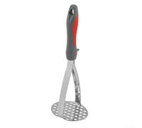 Machacador de patatas de acero inoxidable, prensa manual de verduras para patatas, ñames, frijoles y frutas, herramienta de cocina ergonómica con agujero para colgar, trituradora de alimentos (rojo y