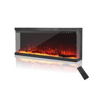 MachenFlame 40" Chimenea eléctrica de 3 Caras, Insertable panorámico de Cristal para Montaje en Pared con Llama de 9 Colores, Calentador de Chimenea Independiente,900W/1800W, Negro