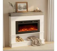 MachenFlame de 98CM Conjunto de Chimenea eléctrica con Efecto de Llamas Realista y Mando a Distancia con 12 Colores de Llama Ajustables, 900 W/1800 W