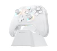 Machenike G3V2 Mando Inalambrico PC con Base de Carga, Joysticks Trigger Hall,Sin Deriva de Joystick, RGB Mando Bluetooth Gaming para PC/Switch/iOS/Android, 1000mAh, 2.4G/BT/USB-C (Blanco, PE)