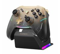Machenike G5Pro V2 Mando Gaming Inalámbrico para PC/NS/iOS/Android [1000Hz], Joystick Intercambiable en Caliente, Disparadores Óptico-Microswitch, Base de Carga RGB Sincronizada, BT/2.4G/USB, Dorado