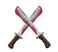 Machete Sangriento de Halloween Juguete Cortador de Carnicero Accesorio Machete Disfraz Accesorio Sangriento Realista Cortador Sangrante Juguete Mordaza para Halloween Casa Encantada Cosplay 2 Piezas